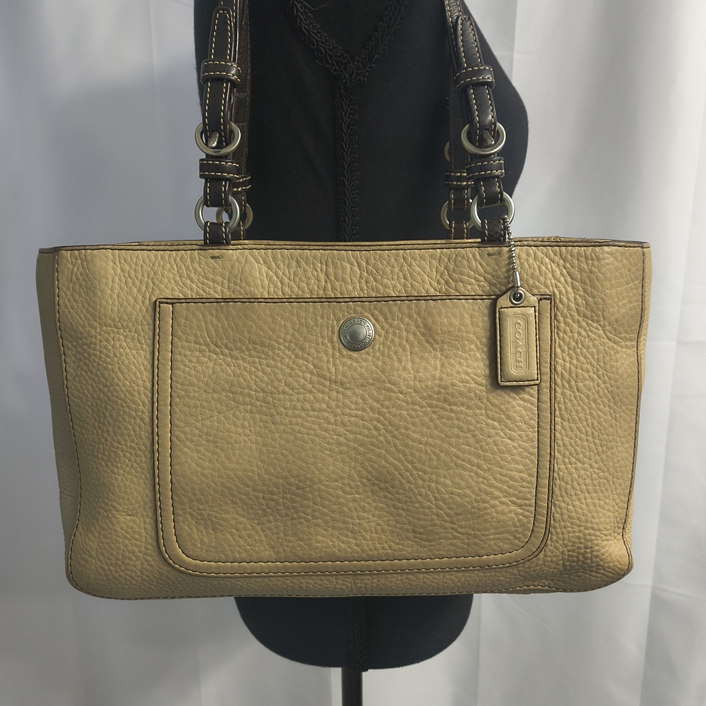 Vintage Coach Chelsea East West Beige Leather Tote Bag - Picture 3 of 13